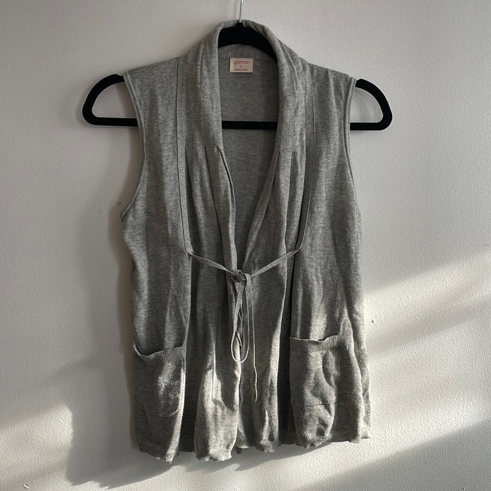 Gorman Australian designer sleeveless cotton gray vest knit top small